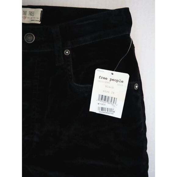 We The Free x Free People OB1033085 Women's Sz 28 Black Velvet Skinny Jeans - Picture 4 of 9